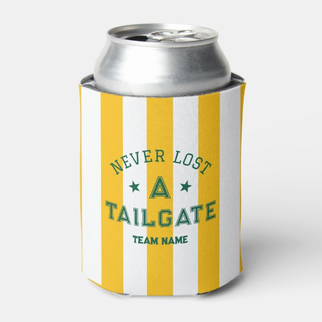 Yellow Never Lost A Tailgate Custom Team Game Day  Can Cooler (Can Front)