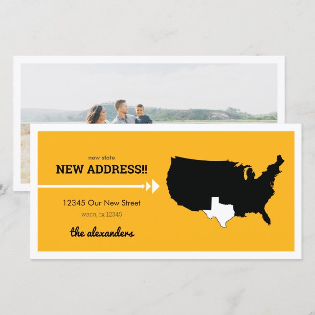 Yellow New State, New Address! Texas Moving (Front/Back)