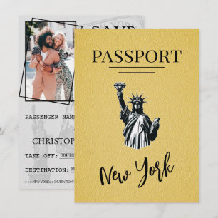 Yellow New York City Passport Save The Date