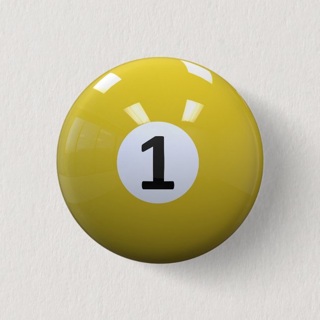 Yellow No. 1 Billiard Pool Ball 1 Inch Round Button (Front)