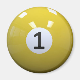 Yellow No. 1 Billiard Pool Ball Magnet
