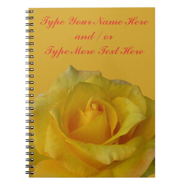 Yellow Notebook Personalized Romantic Rose Book (Front)