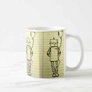 Yellow Notepad Robot Sketch Mug