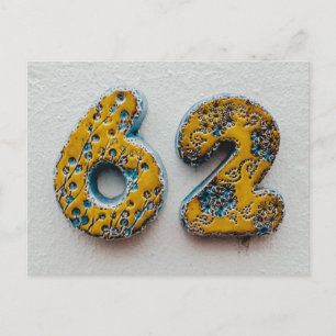 Yellow Number 62 Postcard
