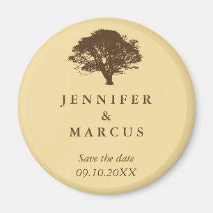 Yellow oak tree wedding announcement save the date magnet