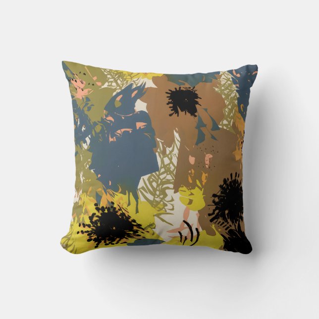 Yellow Ochre Florals Throw Pillow (Front)