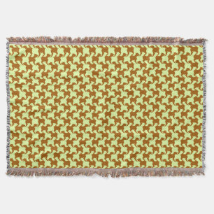 Yellow Ochre Houndstooth with dogs Throw Blanket
