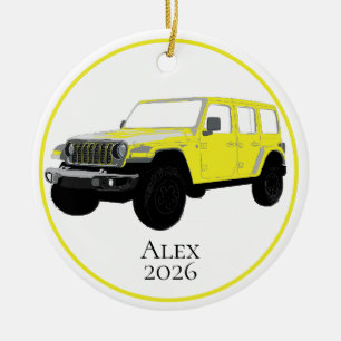 Yellow Off-Road Utility Vehicle 7 slot grille Ceramic Ornament