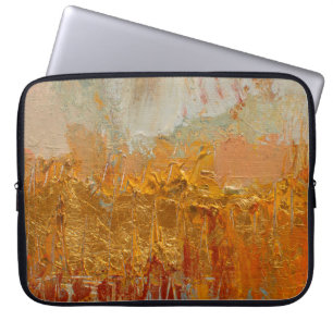 Yellow oil painting on canvas. Original abstract a Laptop Sleeve
