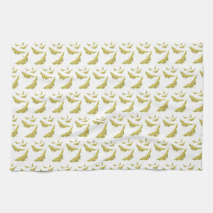 Yellow Old World Swallowtail Butterfly pattern Kitchen Towel