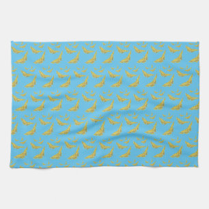 Yellow Old World Swallowtail Butterfly pattern Kitchen Towel