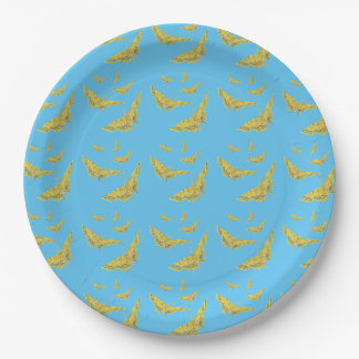 Yellow Old World Swallowtail Butterfly pattern Paper Plate