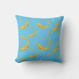 Yellow Old World Swallowtail Butterfly pattern Throw Pillow