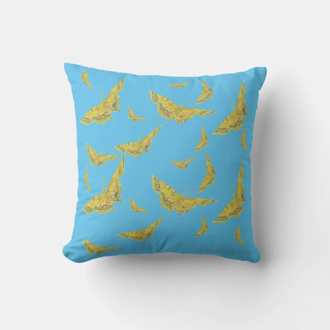 Yellow Old World Swallowtail Butterfly pattern Throw Pillow (Front)