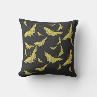 Yellow Old World Swallowtail Butterfly pattern Throw Pillow