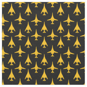 Yellow on Black B-1 Spirit Bomber Pattern Fabric