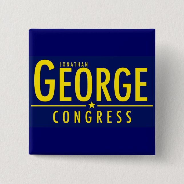 Yellow on Blue George for Congress Square Button (Front)