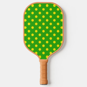 Yellow On Green Polka Dots Pattern Design  Pickleball Paddle