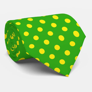 Yellow On Green Polka Dots Pattern Design  Tie