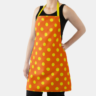 Yellow On Orange Polka Dots Pattern Design  Apron