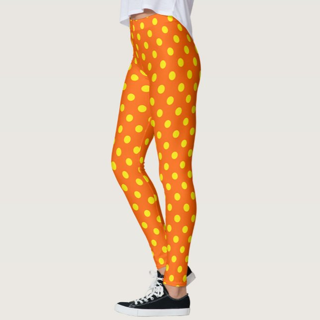 Yellow On Orange Polka Dots Pattern Design  Leggings (Creator Uploaded)
