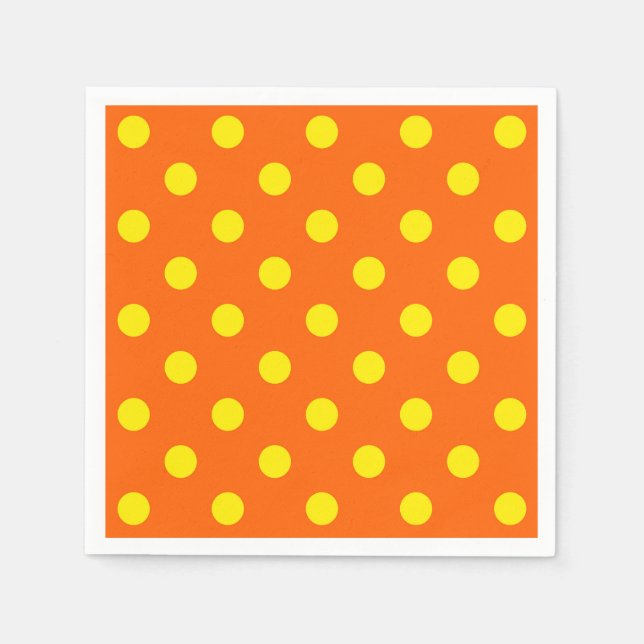 Yellow On Orange Polka Dots Pattern Design  Napkin (Front)