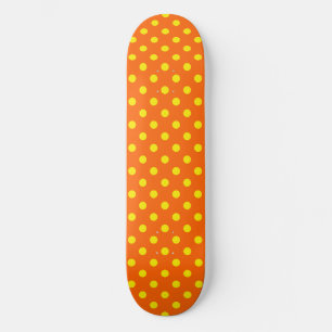 Yellow On Orange Polka Dots Pattern Design  Skateboard