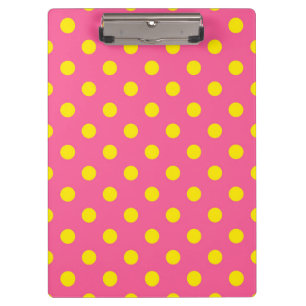 Yellow On Pink Polka Dots Pattern Design Clipboard