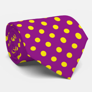 Yellow On Purple Polka Dots Pattern Design Tie