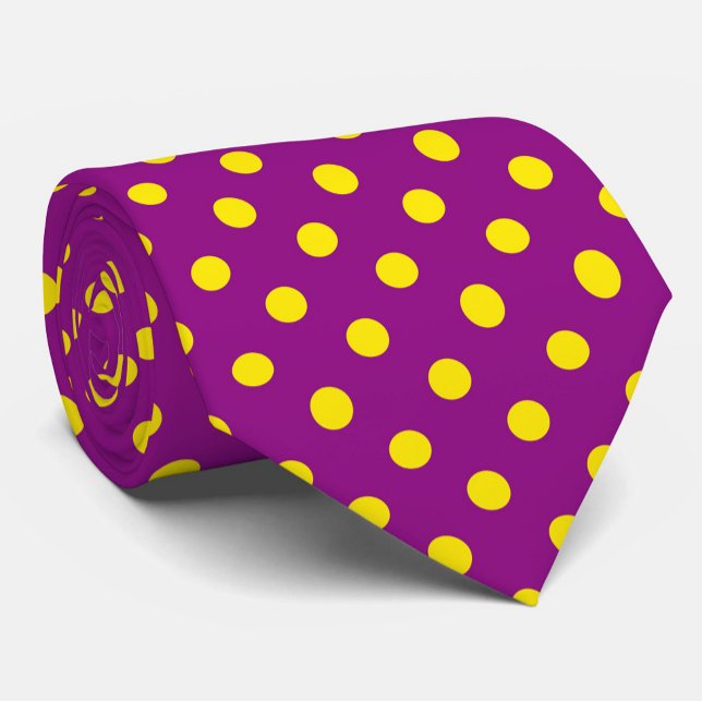 Yellow On Purple Polka Dots Pattern Design Tie (Creator Uploaded)