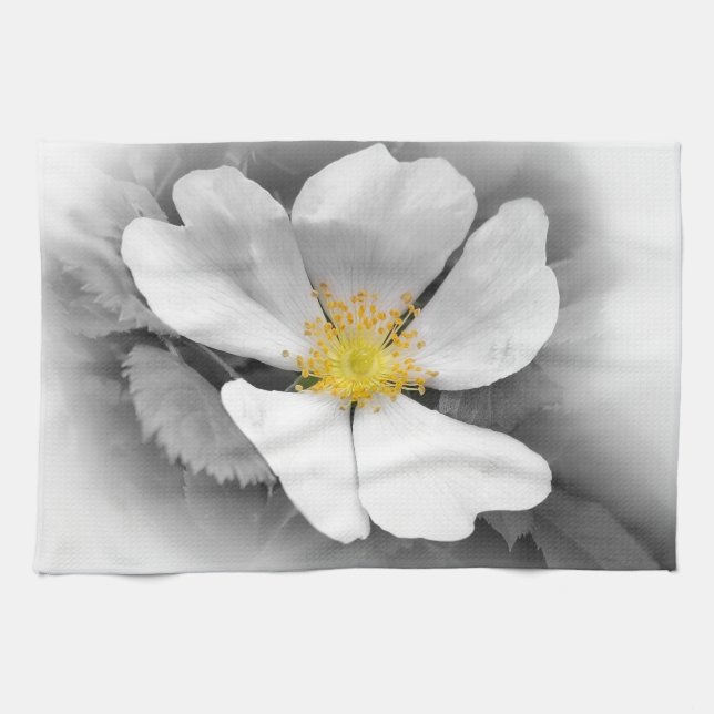 yellow on shades of grey kitchen towel (Horizontal)