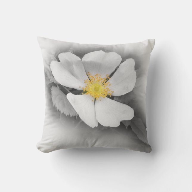 yellow on shades of grey outdoor pillow (Front)