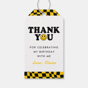 Yellow One Happy Dude Boy 1st Birthday Thank You Gift Tags