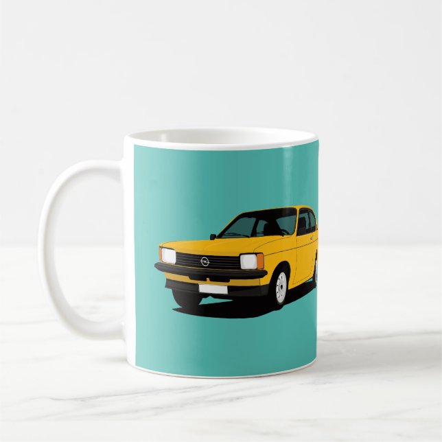 Yellow Opel Kadett Coupé - two images Coffee Mug (Left)