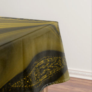 Yellow or gold curves on some brown image  tablecloth