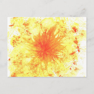 Yellow Orange Abstract Art Watercolour Wash Flower Postcard