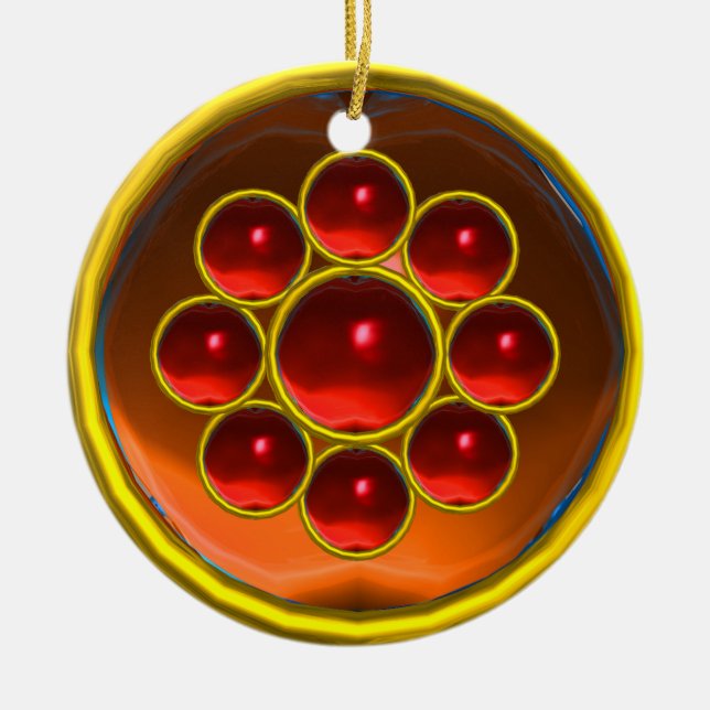 YELLOW ORANGE AGATE GEMSTONE MON CERAMIC ORNAMENT (Front)