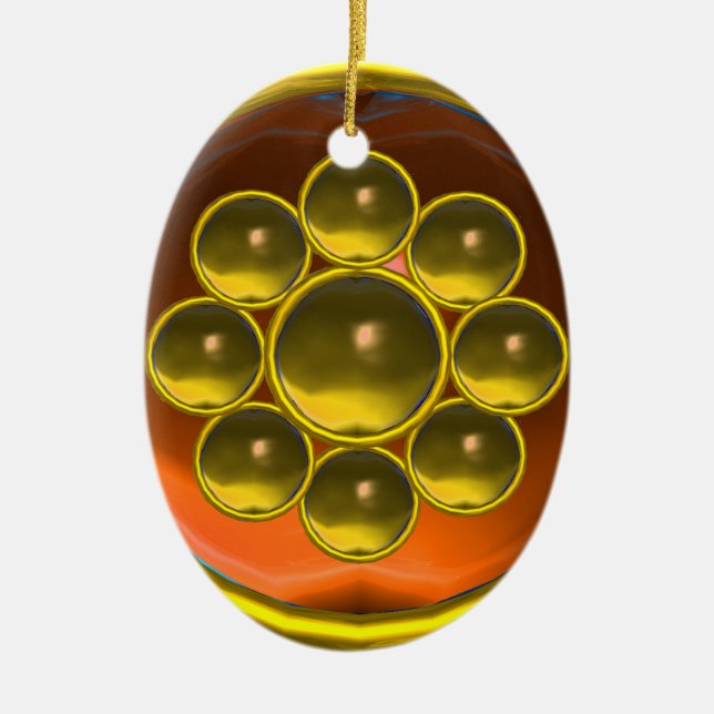 YELLOW ORANGE AGATE GEMSTONE MON CERAMIC ORNAMENT (Front)