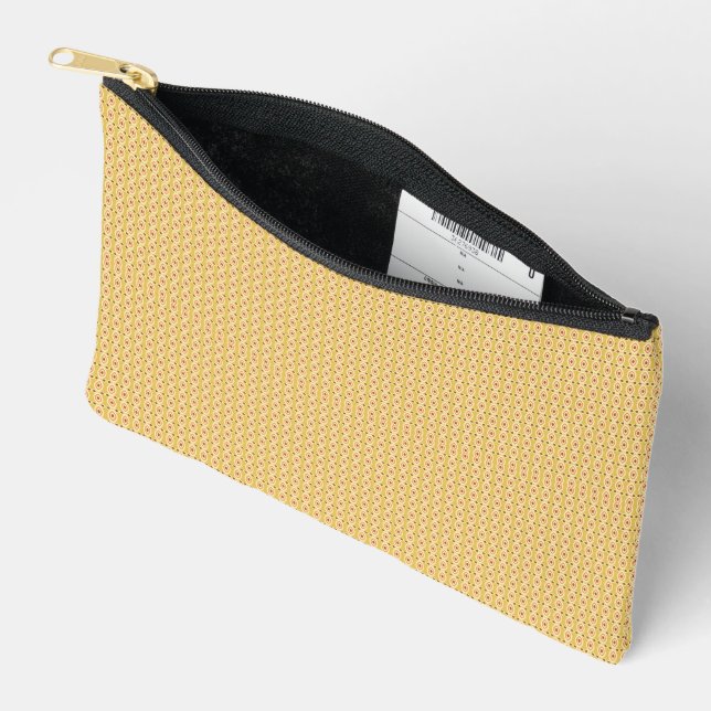 Yellow, orange, and brown sheets of wrapping paper accessory pouch (Open)