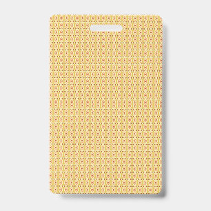 Yellow, orange, and brown sheets of wrapping paper badge