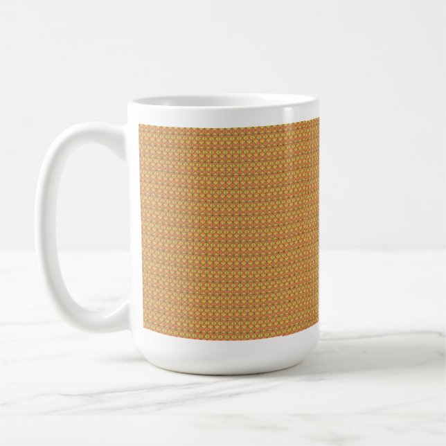 Yellow, orange, and brown wrapping paper sheets ar coffee mug (Left)