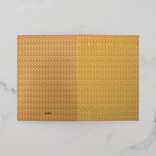 Yellow, orange, and brown wrapping paper sheets ar foil greeting card