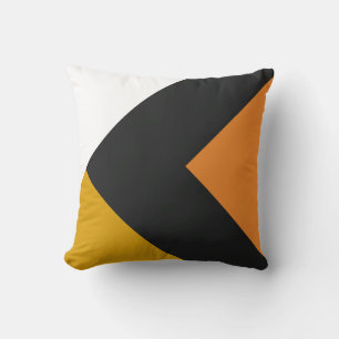 Yellow Orange and Grey Triangles Throw Pillow