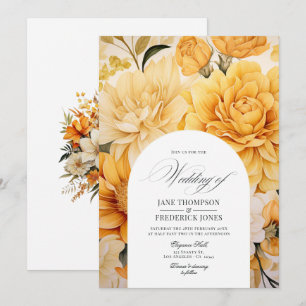Yellow, Orange and Ivory Floral Wedding Invitation