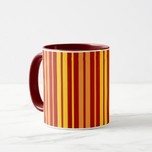Yellow Orange and Red Vertical Stripes Pattern Mug