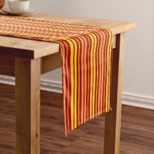 Yellow Orange and Red Vertical Stripes Pattern Short Table Runner