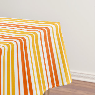 Yellow Orange and White Vertical Stripes Pattern Tablecloth