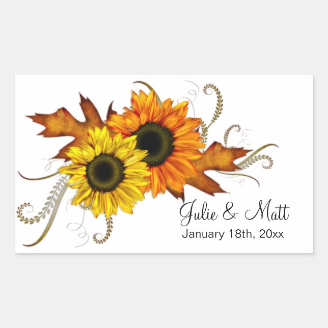 Yellow & Orange Autumn Flowers Wedding Sticker (Front)