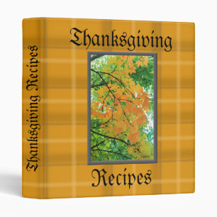 Yellow & Orange Autumn Leaves on Orange Plaid Binder