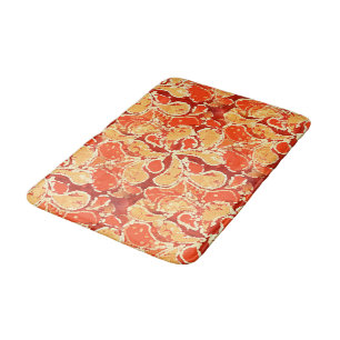 Yellow Orange Bali Batik Style Paisley Pattern Bath Mat